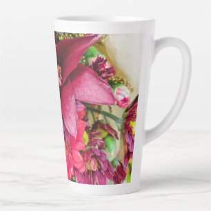 Latte caneca de café com leite floral