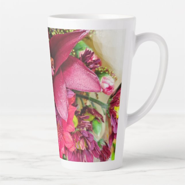 Latte caneca de café com leite floral (Direita)
