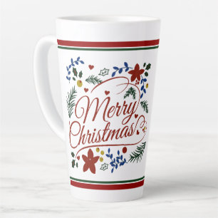 Latte Caneca de Café com Leite Floral Feliz Natal