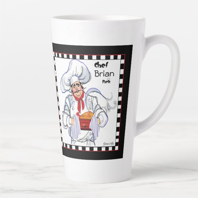 Latte Caneca de Café com Leite Gordito Chef Francês Arte (Direita)