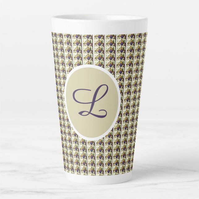 Latte Caneca de café com leite monogramada em vitral per (Frente)