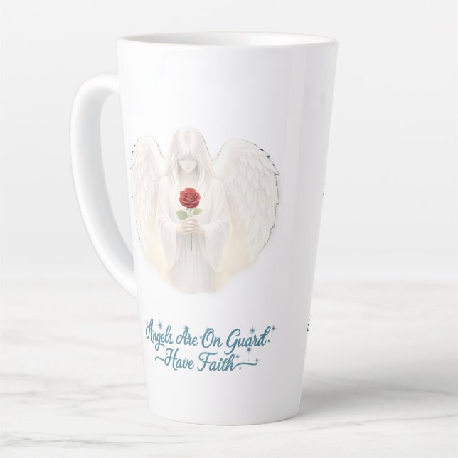Latte Caneca de Café com Leite SilverHeart Fé Angelical (Ângulo esquerdo)