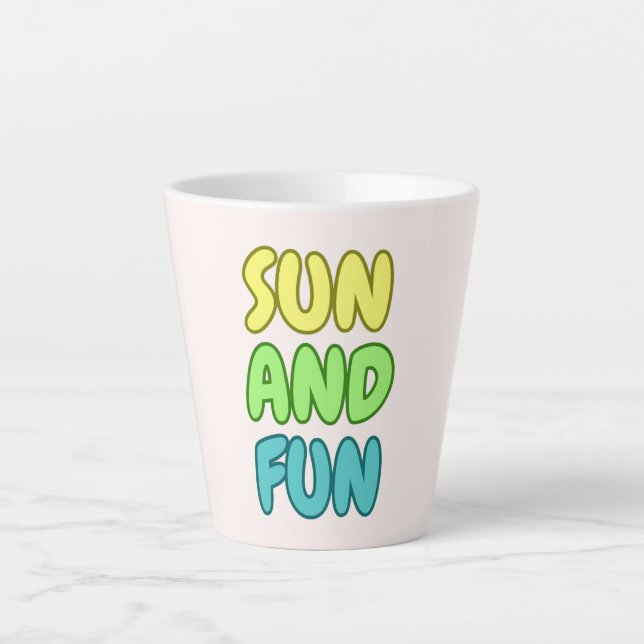 Latte Caneca de Café com Leite Sol e Diversão (Frente)