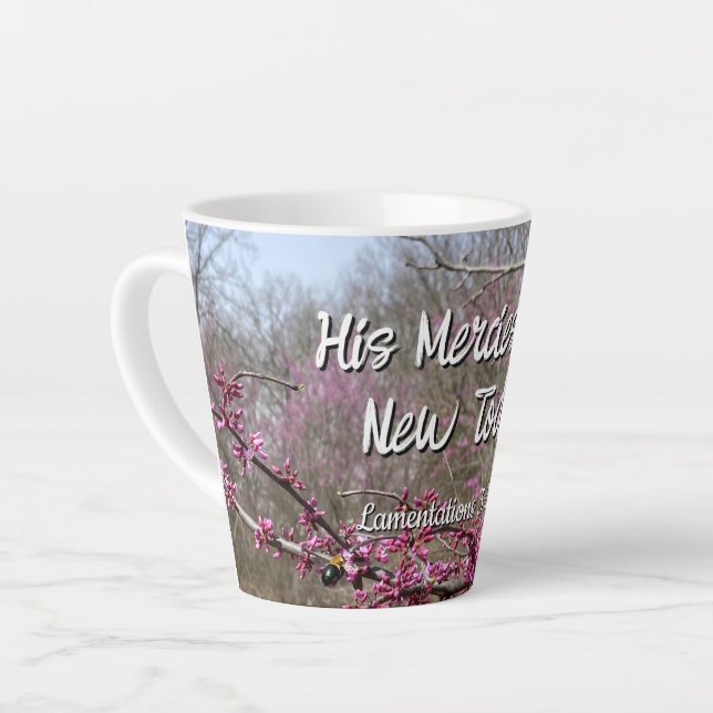 Latte Caneca de Café com Leite Suas Misericórdias são No (Ângulo esquerdo)