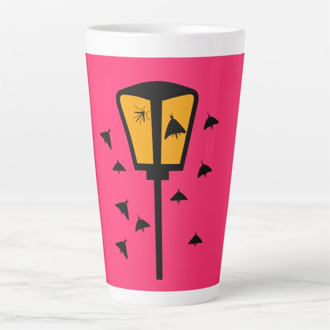 Latte Caneca de Café com Luz de Rua e Mariposas (Frente)