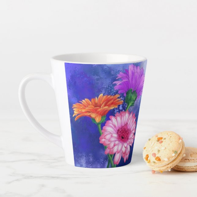Latte Caneca de Café com Margaridas Gerbera (In Situ)