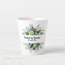 Latte Caneca de Café com Nome Personalizado floral moder