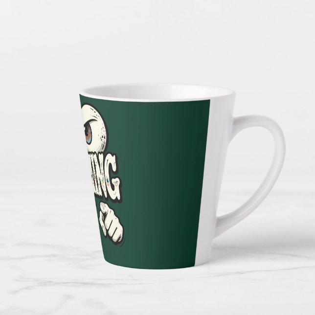 Latte Caneca de Café com Olhos Retrô Engraçados "ESTOU D (Direita)