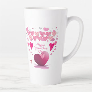 Latte Caneca de Café com Padrão de Coração para o Dia do