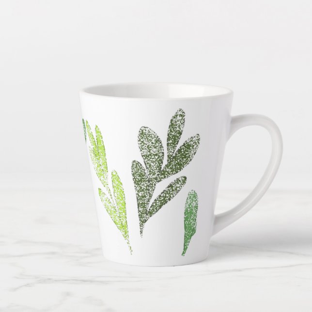 Latte Caneca de Café com Padrão de Folhas (Direita)
