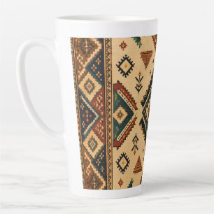 Latte Caneca de Café com Padrão Geométrico Tribal Boho