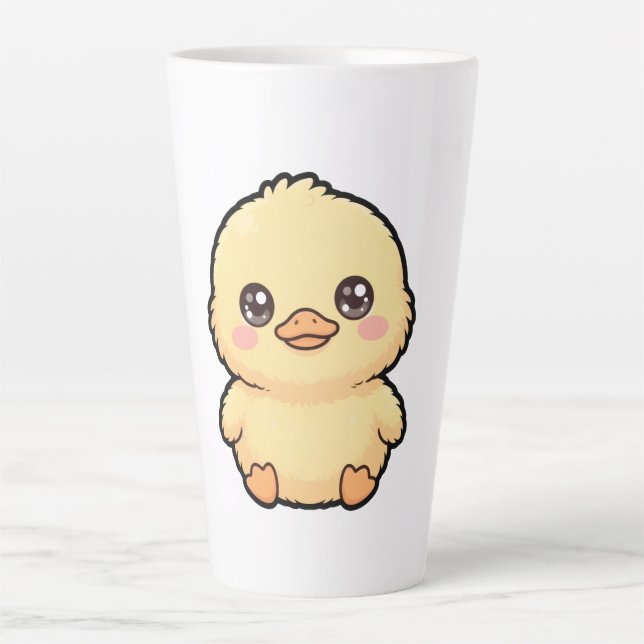 Latte Caneca de Café com Patinho Fofo (Frente)