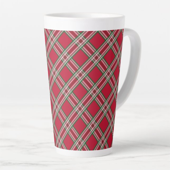 Latte Caneca de Café com Plaid de Feriado (Ângulo direito)