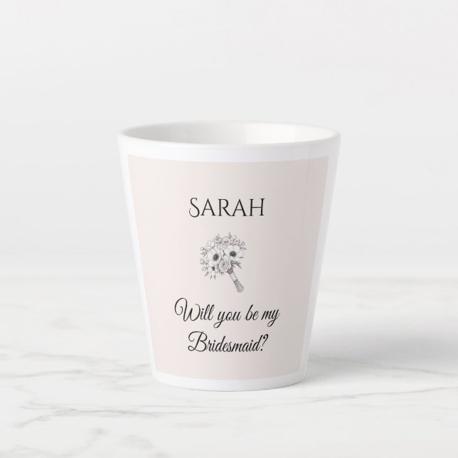 Latte Caneca de Café com Proposta de Dama de Honra | Flo (Frente)