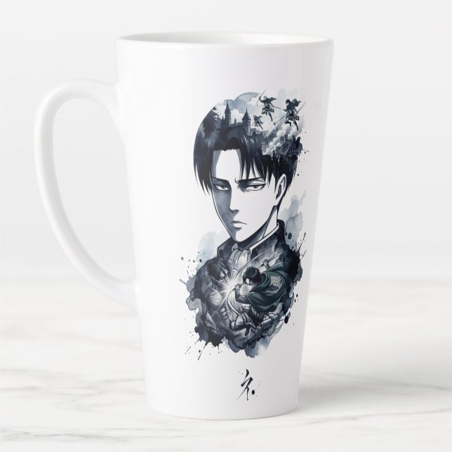 Latte Caneca de Café com Retrato de Soldado da Tinta Azu (Esquerda)