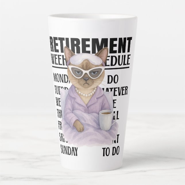 Latte Caneca de café com tema de aposentadoria de gato p (Frente)