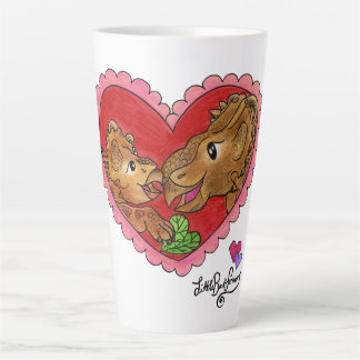 Latte Caneca de Café Coração de Dinossauro Mãe e Filha D