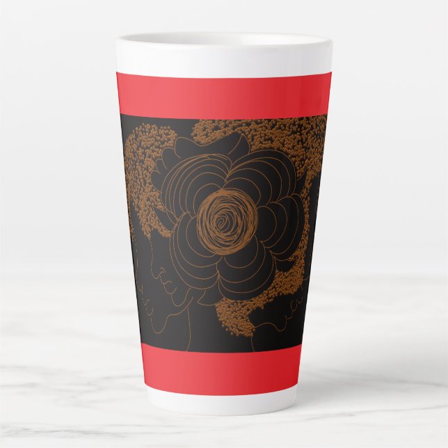 Latte Caneca de Café das Mulheres da Flor de Ouro (Frente)
