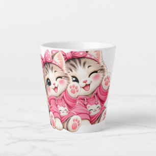 Latte Caneca de Café de Cerâmica de Gatinho Anime Rosa F