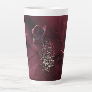 Latte Caneca de Café de Cerâmica Fedora Burgundy Música 