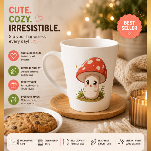 Latte Caneca de Café de Cogumelo Kawaii Fofa – Madeira C