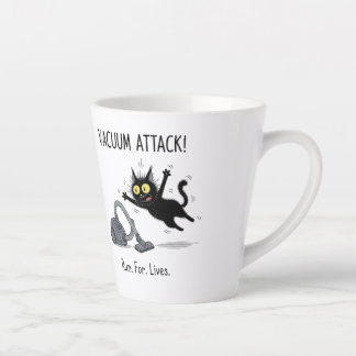 Latte Caneca de Café de Gato Preto Engraçado Ataque de A