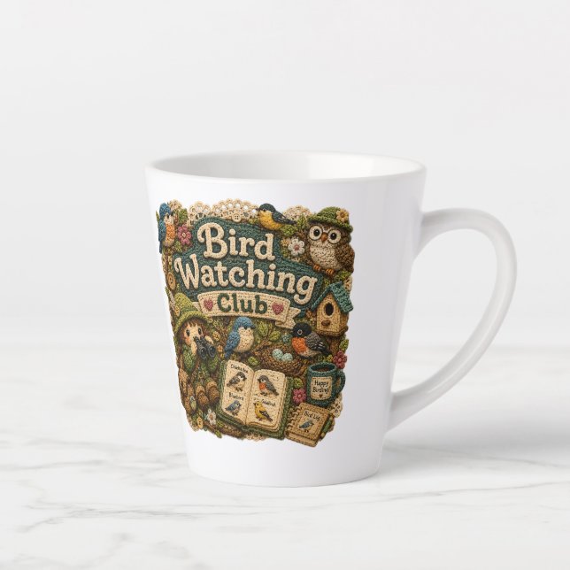 Latte Caneca de Café do Clube de Observação de Pássaros  (Direita)