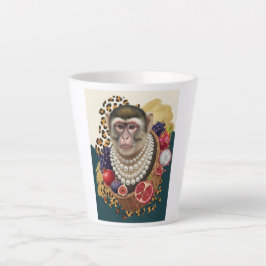 Latte Caneca de Café Eclectic Monkey with Pearls, Chic M