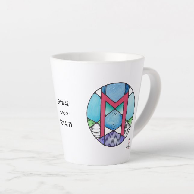 Latte Caneca de Café Ehwaz em Art Nouveau – Lealdade! (Ângulo direito)