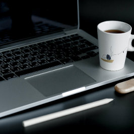 Latte Caneca de café floral com células de pele azul-íri