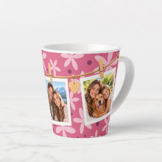 Latte Caneca de Café Floral com Foto Suspensa Personaliz