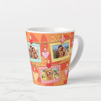 Latte Caneca de Café Floral Retro Personalizada com 5 Fo