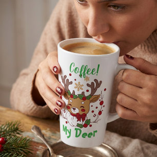Latte Caneca de Café FUNNY Greens & Brown COFFEE Deer La