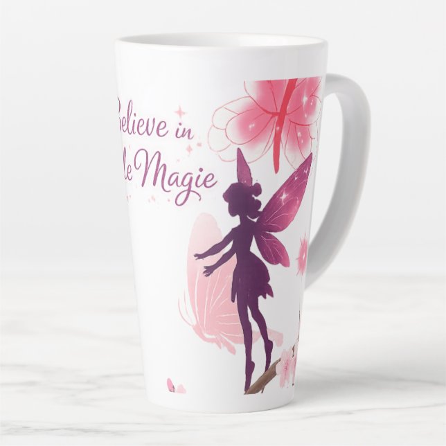 Latte Caneca de Café Jardim das Fadas da Pequena Magia (Ângulo direito)