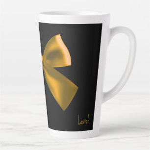 Latte Caneca de Café Luxuosa Preta e Dourada com Laço