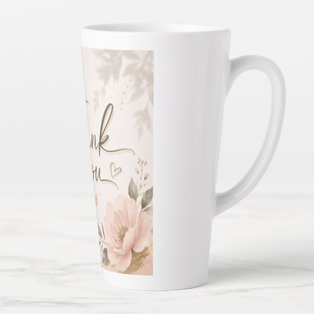 Latte Caneca de Café Moderno com Agradecimento e Coraçõe (Direita)