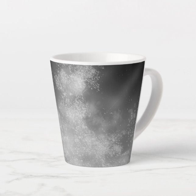 Latte Caneca de Café Monocromática Cinza Céu Noturno (Ângulo direito)