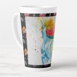 Latte Caneca de Café My Horse Rainbow Unicorn Aquarela