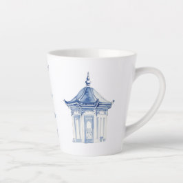 Latte Caneca de Café Pagode Chinoiserie Azul e Branco