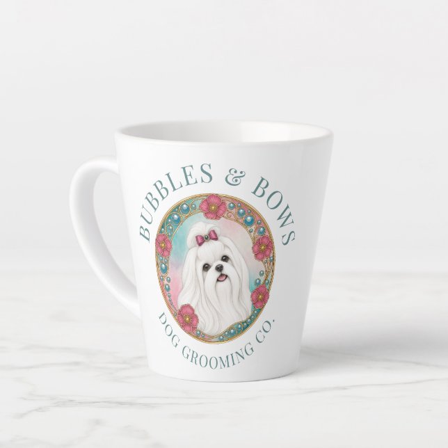 Latte Caneca de Café para Cabeleireiro de Cães Malteses (Ângulo esquerdo)