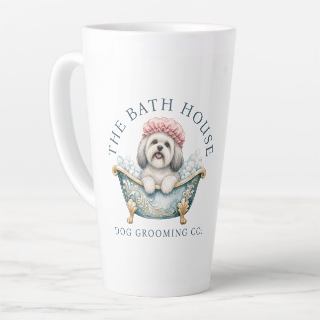 Latte Caneca de Café para Cabelereiro de Cães Lhasa Apso (Ângulo esquerdo)