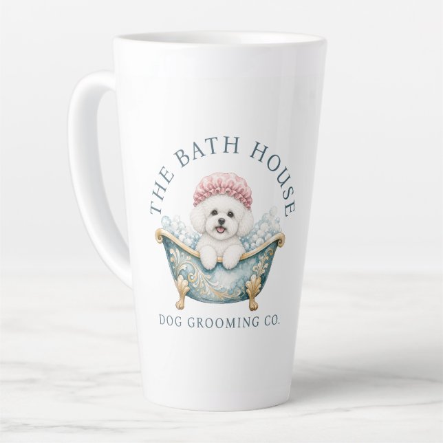 Latte Caneca de Café para Tosador de Cães Bichon Frise A (Ângulo esquerdo)