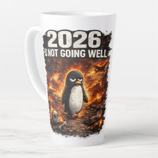 Latte Caneca de Café Penguin Engraçado 2026 Não Está Ind