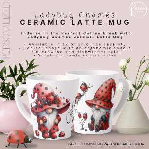 Latte Caneca de Café Personalizada com Joaninha e Gnomos
