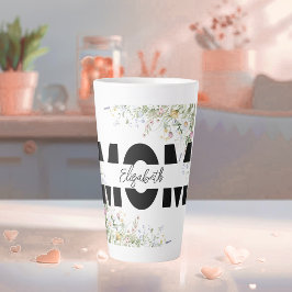 Latte Caneca de Café Personalizada Floral Elegante para