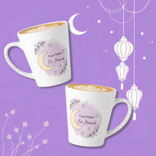 Latte Caneca de Café Personalizada Lavanda Eid Mubarak