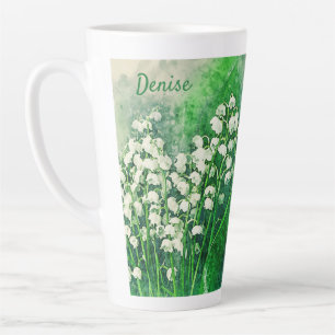 Latte Caneca de Café Personalizada Lírio-do-Vale