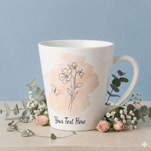 Latte Caneca de Café Personalizada Moderna Bege Aquarela