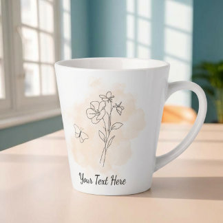 Latte Caneca de Café Personalizada Moderna Bege Aquarela