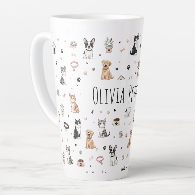 Latte Caneca de Café Personalizada para Amantes de Anima (Ângulo esquerdo)